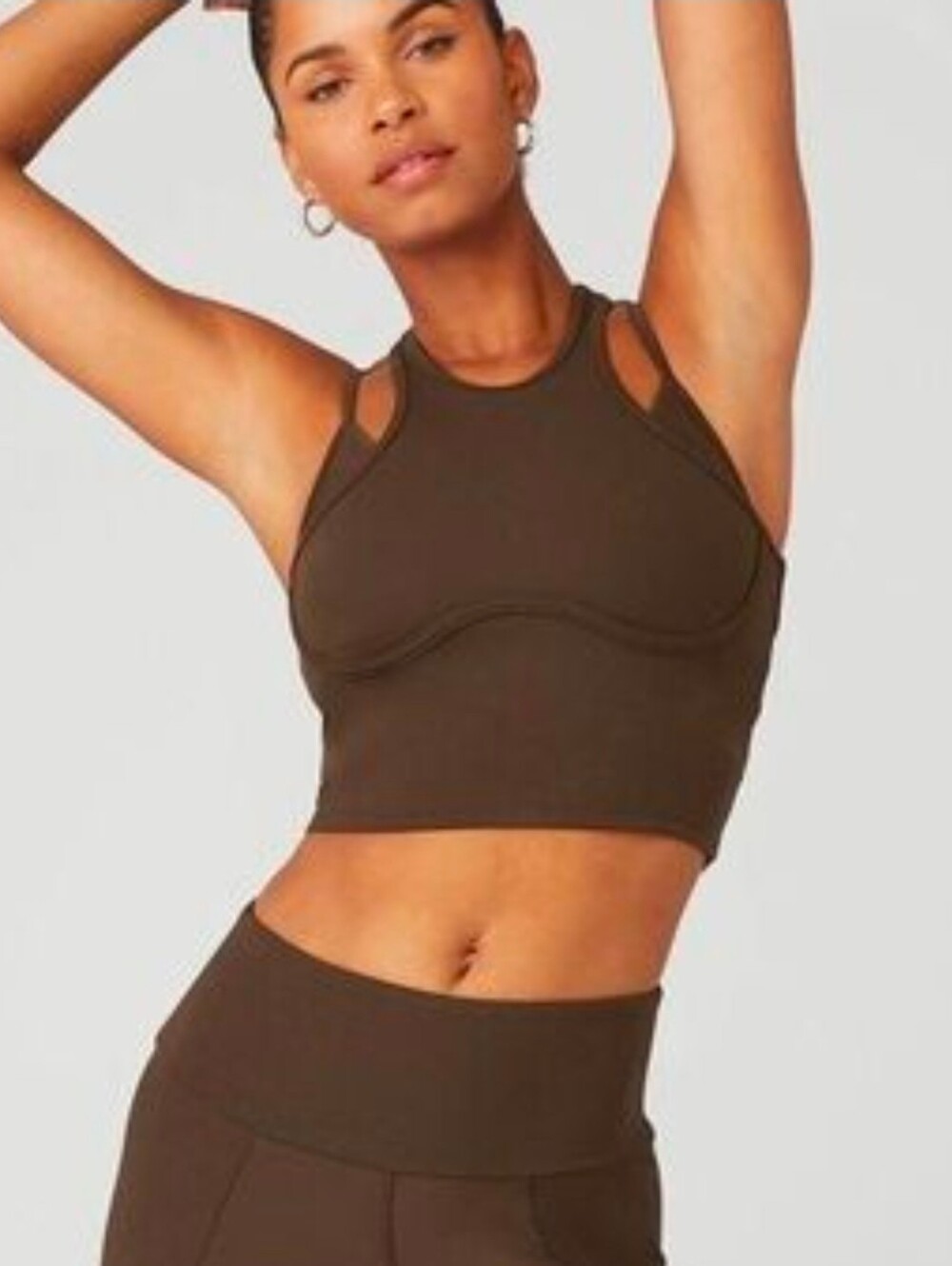 Alo Yoga Airlift Ribbed Enchanted Bra Tank Espresso Brown Ribbed Size Small
